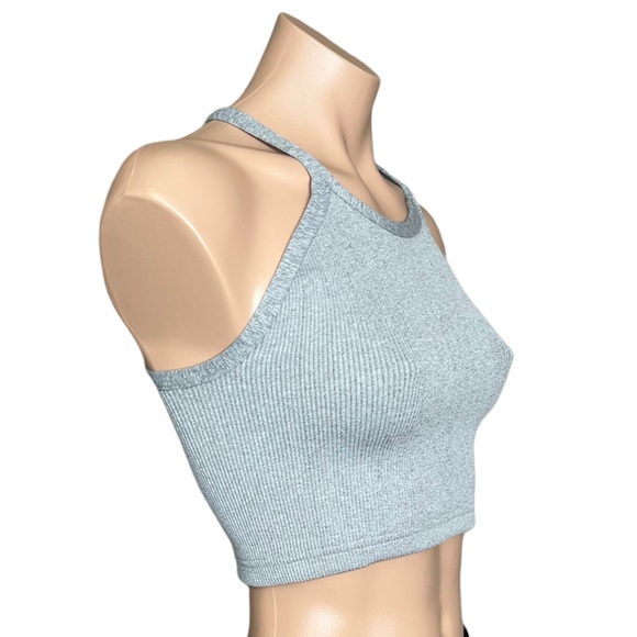 Free People Happiness Runs Tank with Logos Heather Gray NWOT - Picture 2 of 3